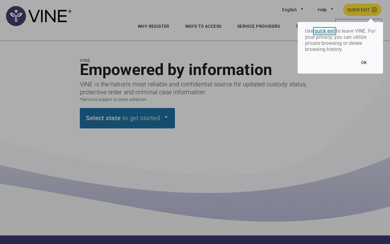VINELink public custody search interface used for Missouri MOVANS