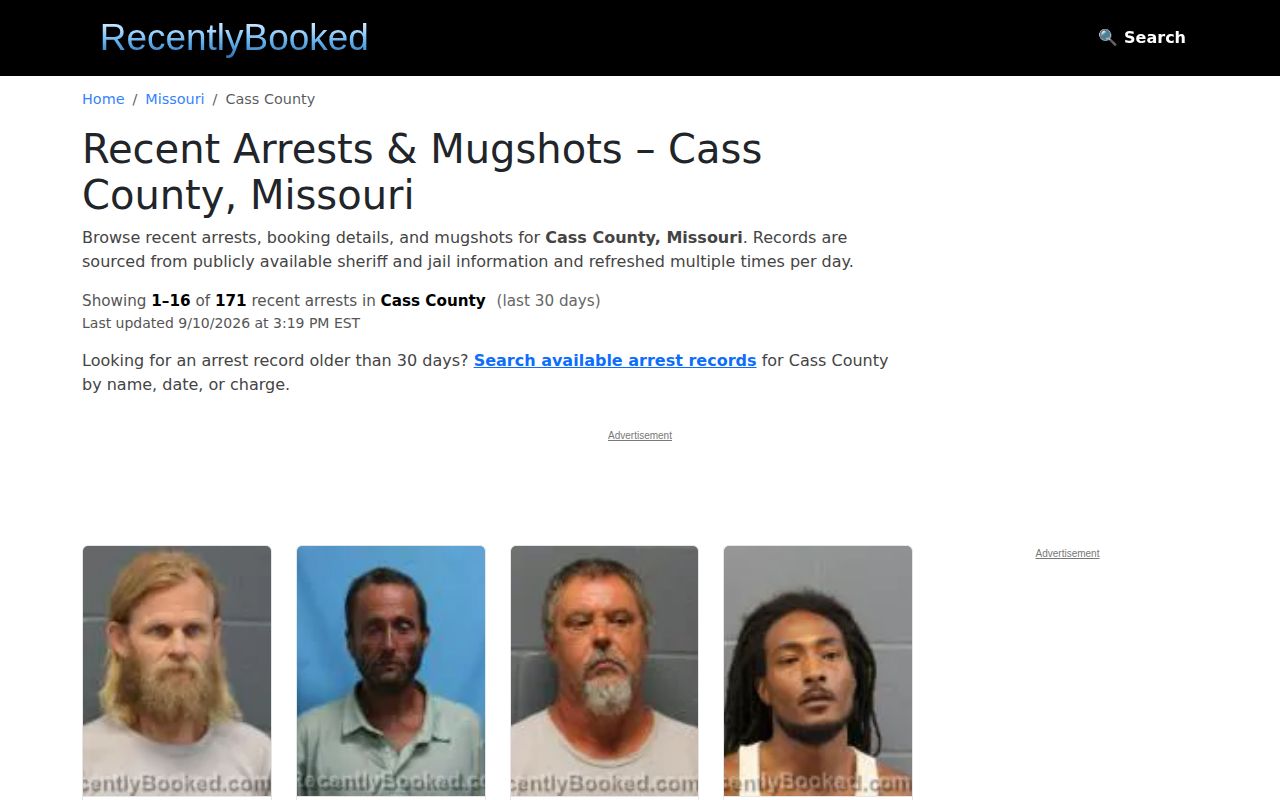 Unofficial RecentlyBooked Cass County recent arrests page
